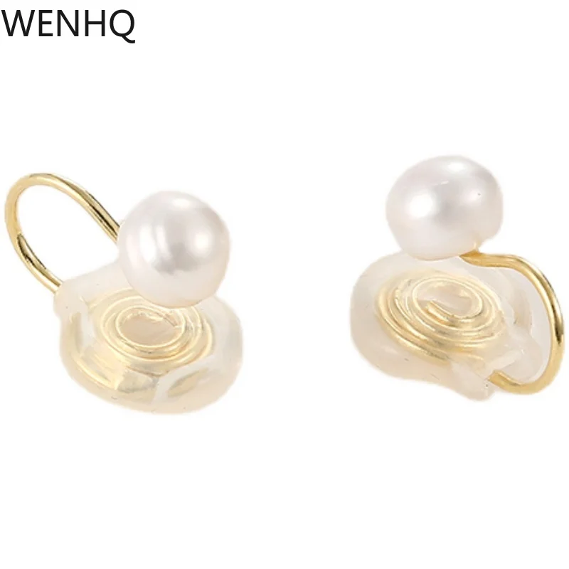

WENHQ Hot Sale Freshwater Pearls Mosquito Coil Clip on Earrings No Pierced Women's Fashion Cuff Earring Hypoallergenic Ear Clip