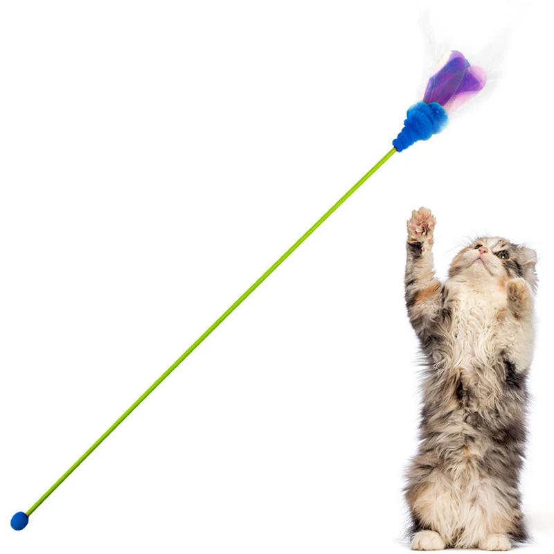 

Cat Toys Feather Wand Kitten Cat Dragonfly Carrot Butterfly Interactive Stick Toy Wire Chaser Wand Toy MultiColor