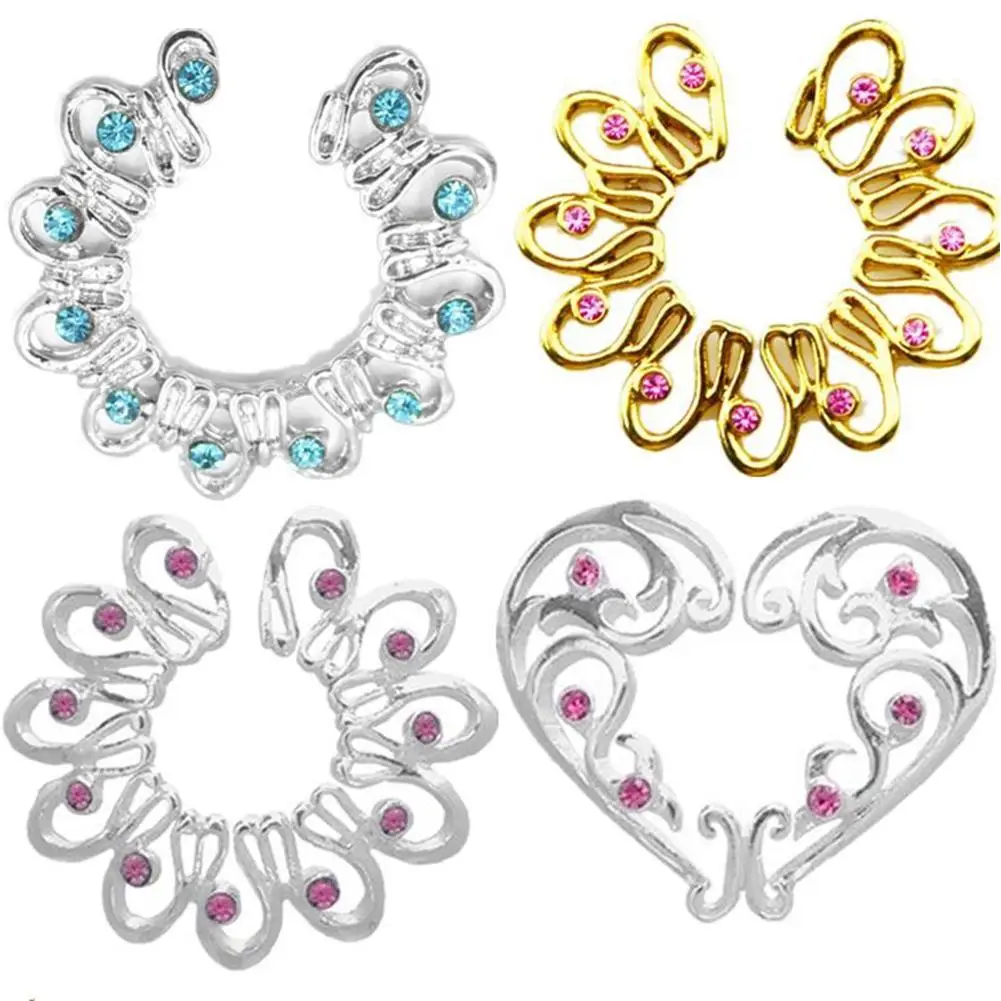 Женские Стразы инкрустированные в форме цветка сердце не пирсинг регулируемое