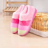 2021 new women slippers home winter indoor warm shoes thick bottom plush waterproof leather house lady slippers cotton shoes