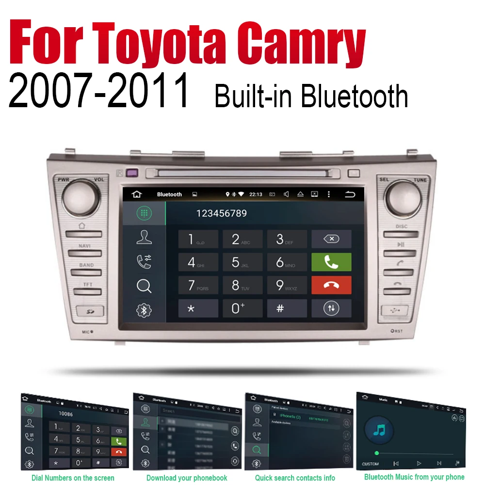 Автомагнитола для Toyota Camry 2007 2008 2009 2010 2011 Android 2 Din DVD мультимедийный плеер GPS
