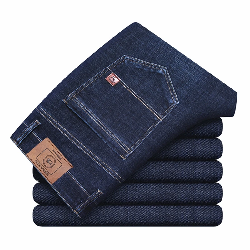 

Men Fashion Stretch Brand Slim Jeans Business High Waist Loose Straight-Leg Denim Trousers Spring New Male Classic Casual Pants