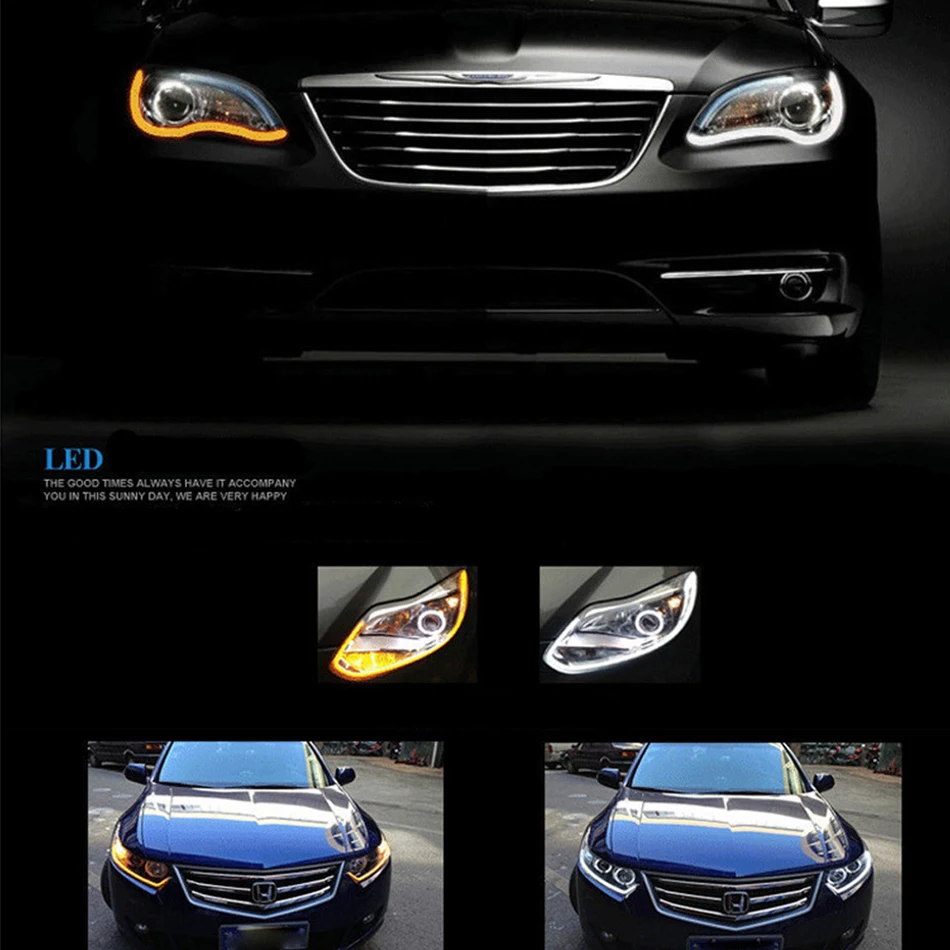 CARLITS 2X 30 см 45 60 Гибкий Drl Двойной Цветной Автомобильный светодиодный COB дневный