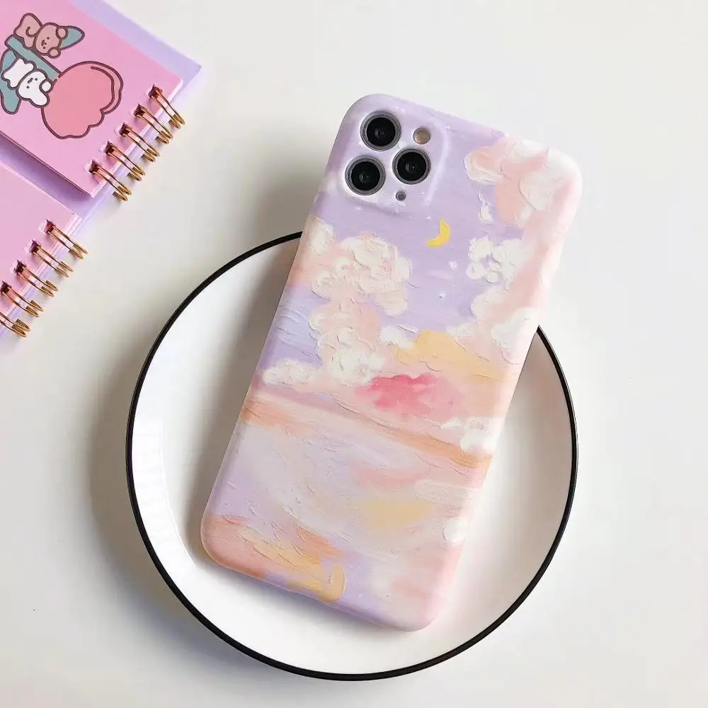 pink oil painting phone case for iphone se 2020 11pro max x xs max xr luxury soft silicone cover for iphone 11 7 8 plus case free global shipping