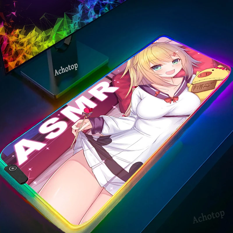 

Sexy Anime Girl Gaming Computer Mousepad RGB Large Gamer XXL Mouse Carpet Big Pad Edge Control PC Desk Play Mat with Backlit LED