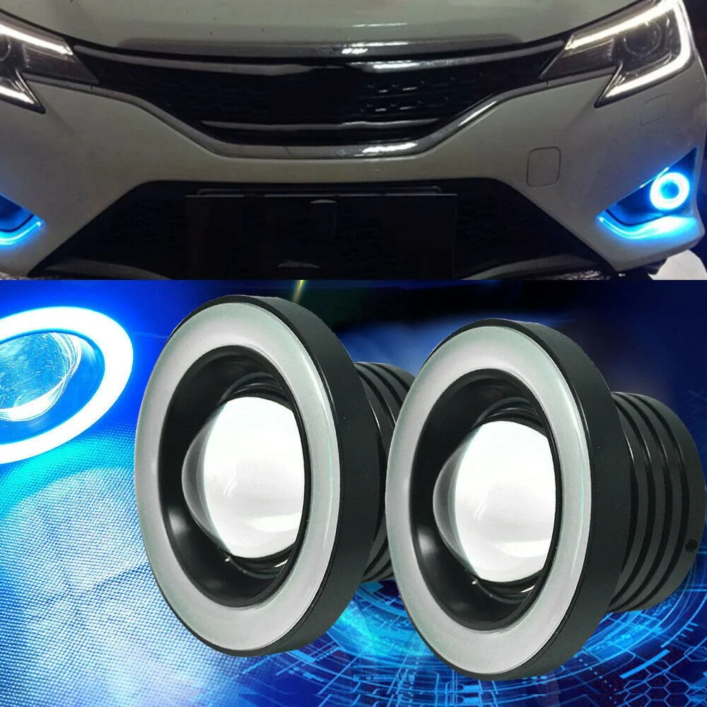 

Truck Fog Lights 12V Angel Eye 2.5\\\" 2x 8000K Accessories Bulbs COB Car