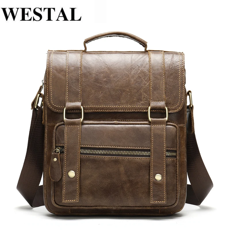 

WESTAL Men's Shoulder Bag for Men Men's Genuine Leather Bag Male Messenger Bags Vintage Crossbody Bags Leather Handbags