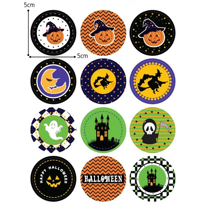 

24pcs Halloween Decorations Stickers Cartoon Pumpkin Ghost Food Bag Stickers Candy Bag Labels Halloween Party Decors Kids Favors