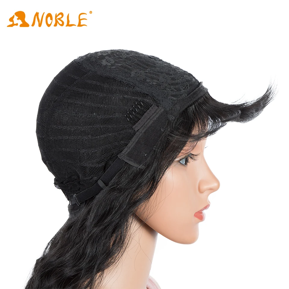 Noble girl Synthetic Wig With Bangs 30inch Long Deep Wave Ombre Synthetic Wigs For Women Heat Resistant Fiber Cosplay Party Wigs