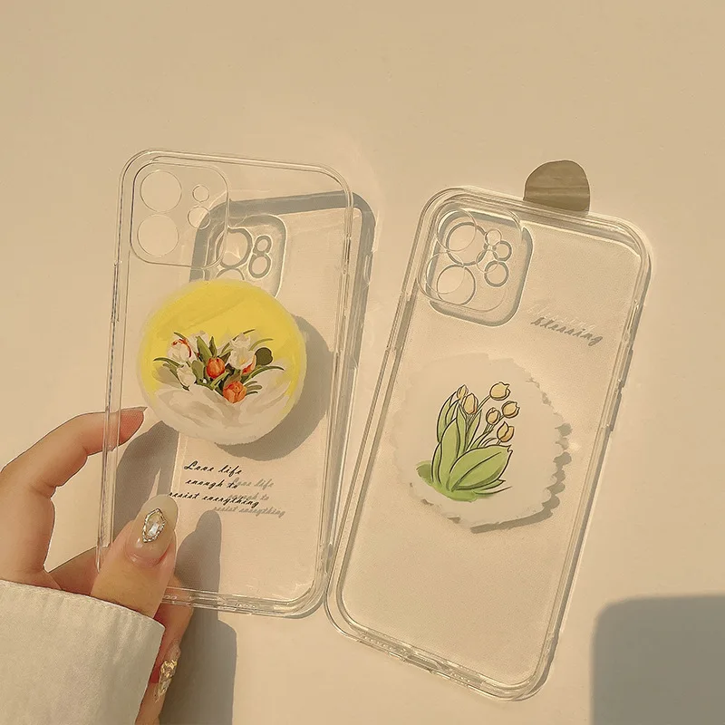 

Transparent Tulip Clear Silicone Soft Phone Case For iPhone 7 8 Plus 2020 SE X XR XS Max 11 11Pro Max 12 12Pro Max Pro Mini Case