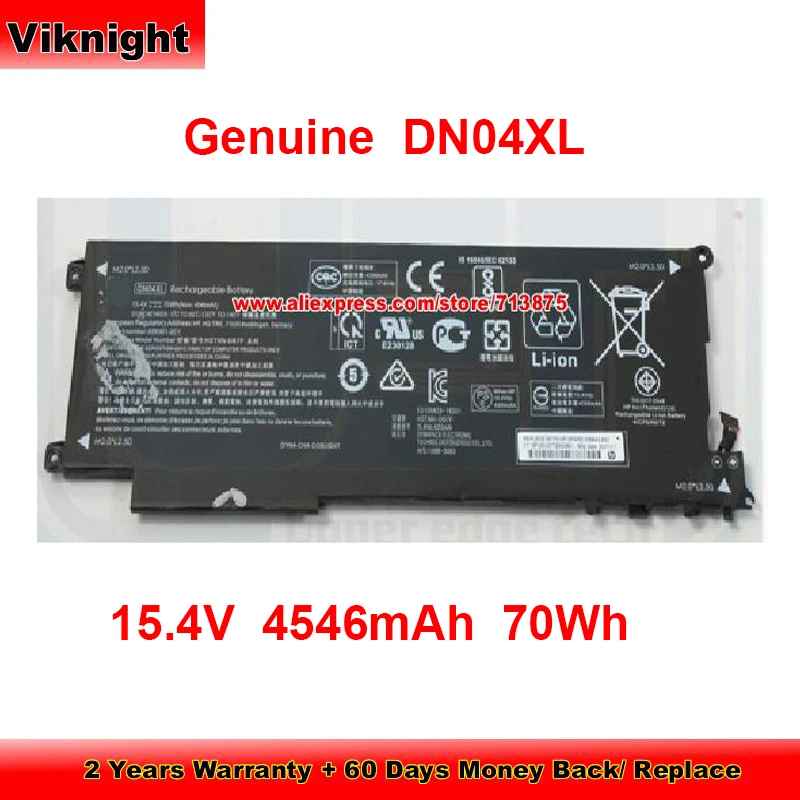 

Genuine DN04XL Battery 856843-850 for Hp ZBook X2 G4 856301-2C1 856543-855 HSN-Q01C HSTNN-DB7P DN04070XL 15.4V 4546mAh 70Wh