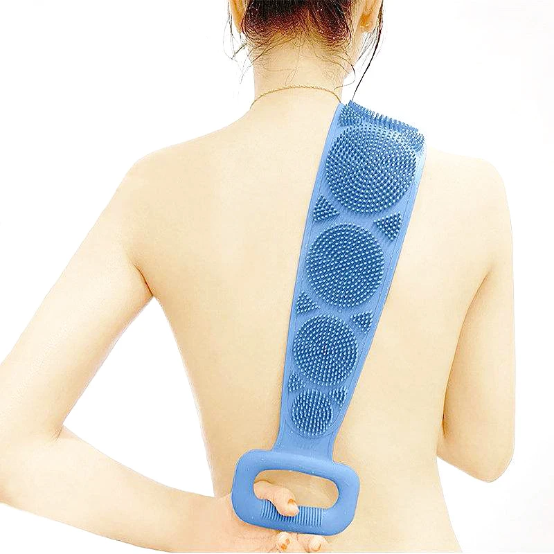 

Bathroom Long Silicone Bath Body Brush Back Scrubber For Shower Back Massage Cleaner Brush Shower Wash Scrub Brush Skin Peeling