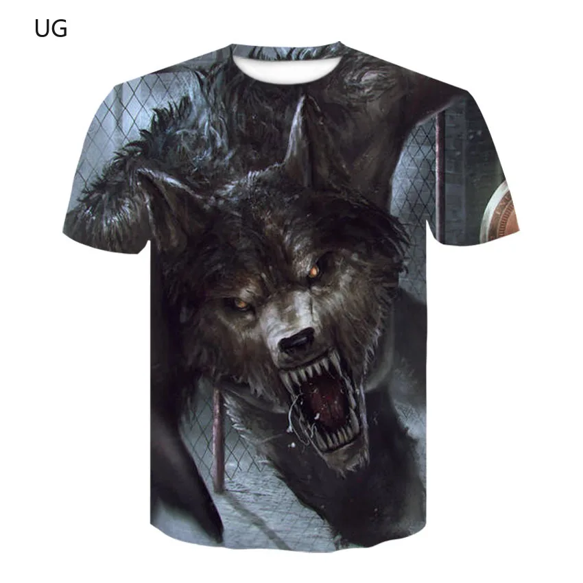

UG Trend Summer Fashion Men Unisex Harajuku Fierce Wolf 3D T-shirt Men's T-shirt Casual Fighting T-shirt Top