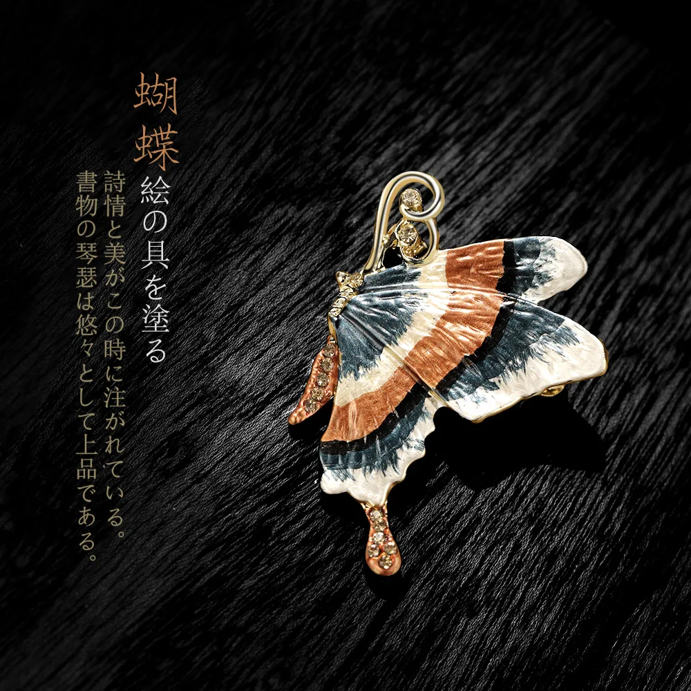 Temperament Enamel Painted Butterfly Diamond-studded Insect Brooch Silk Scarf Buckle Shawl Accessories Female | Украшения и