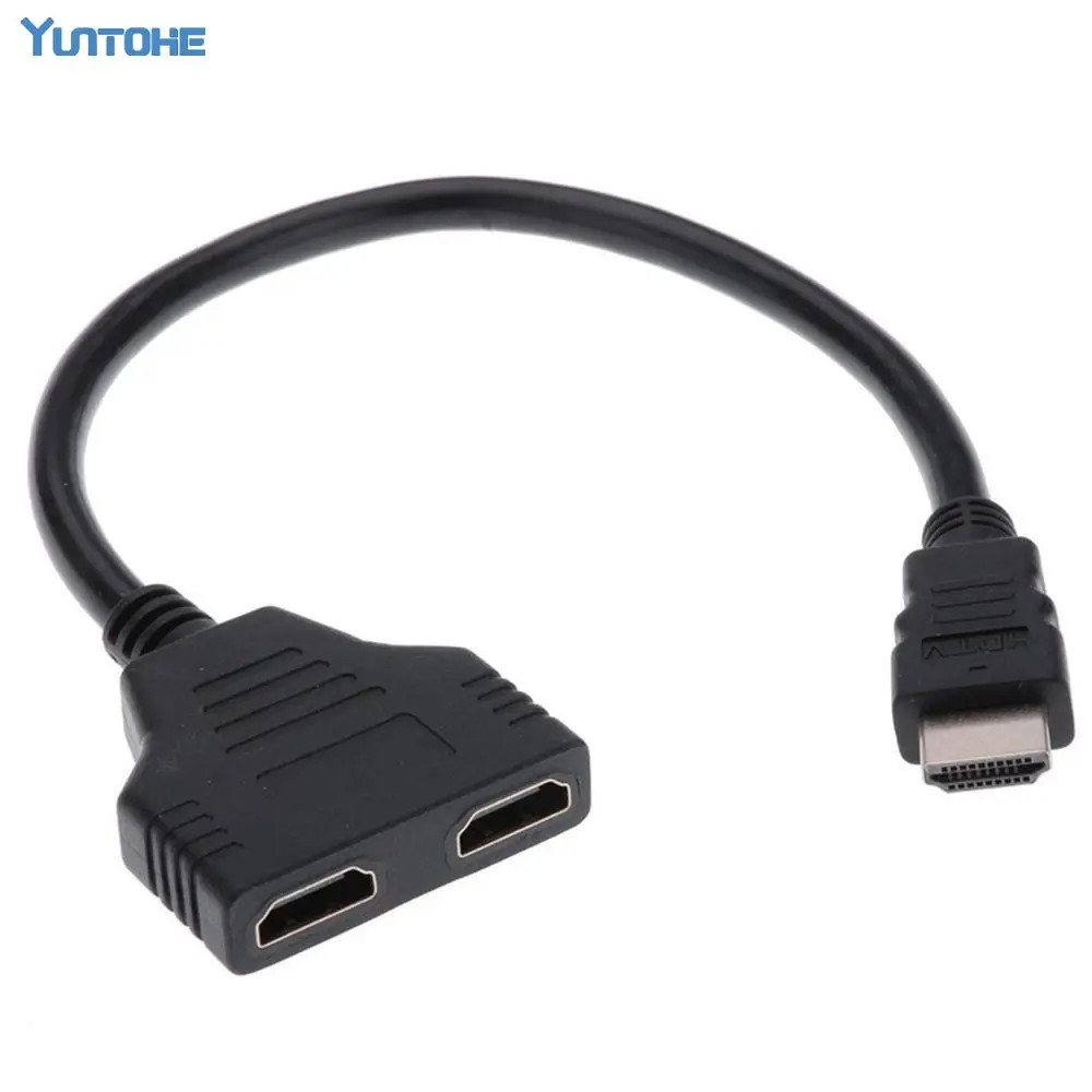 10 шт./лот совместимому с HDMI 1 Мужской Двойной 2 Женский Y сплиттер адаптер кабель со