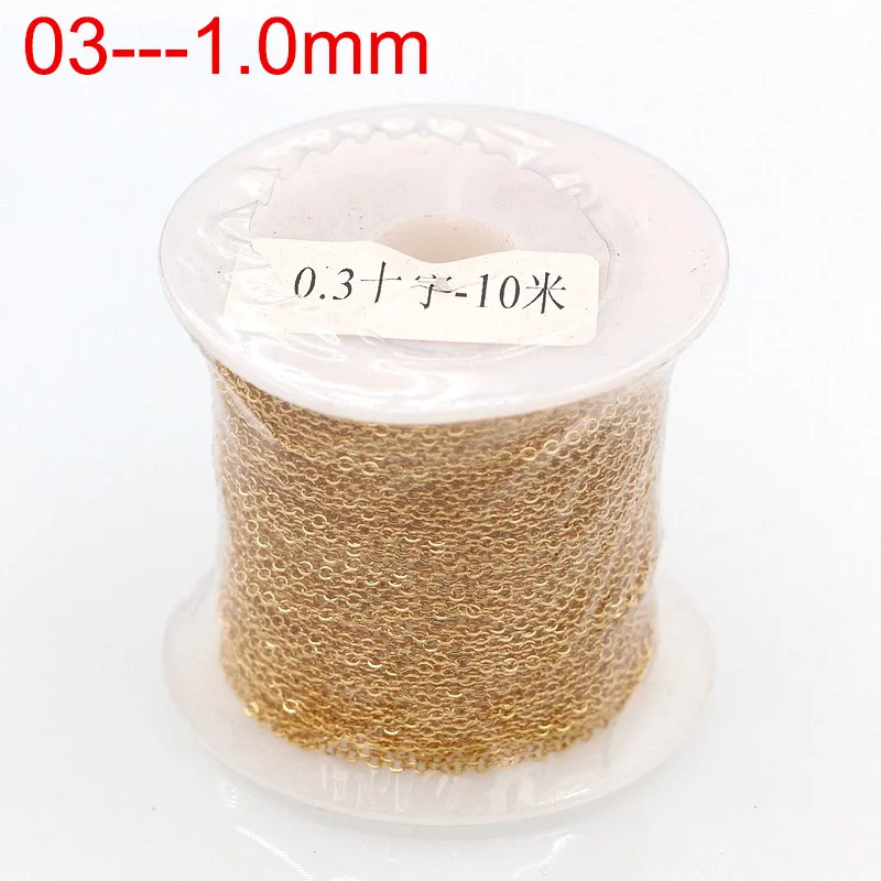 gold 0.3x1.0mm 10 ярдов/рулон оптом розовое золото цвет нержавеющая сталь кабельные звенья цепи 1,0 1,5 2,0 2,5 3 мм для DIY ожерелье ювелирных изделий ремесло - Цвет: gold 0.3x1.0mm
