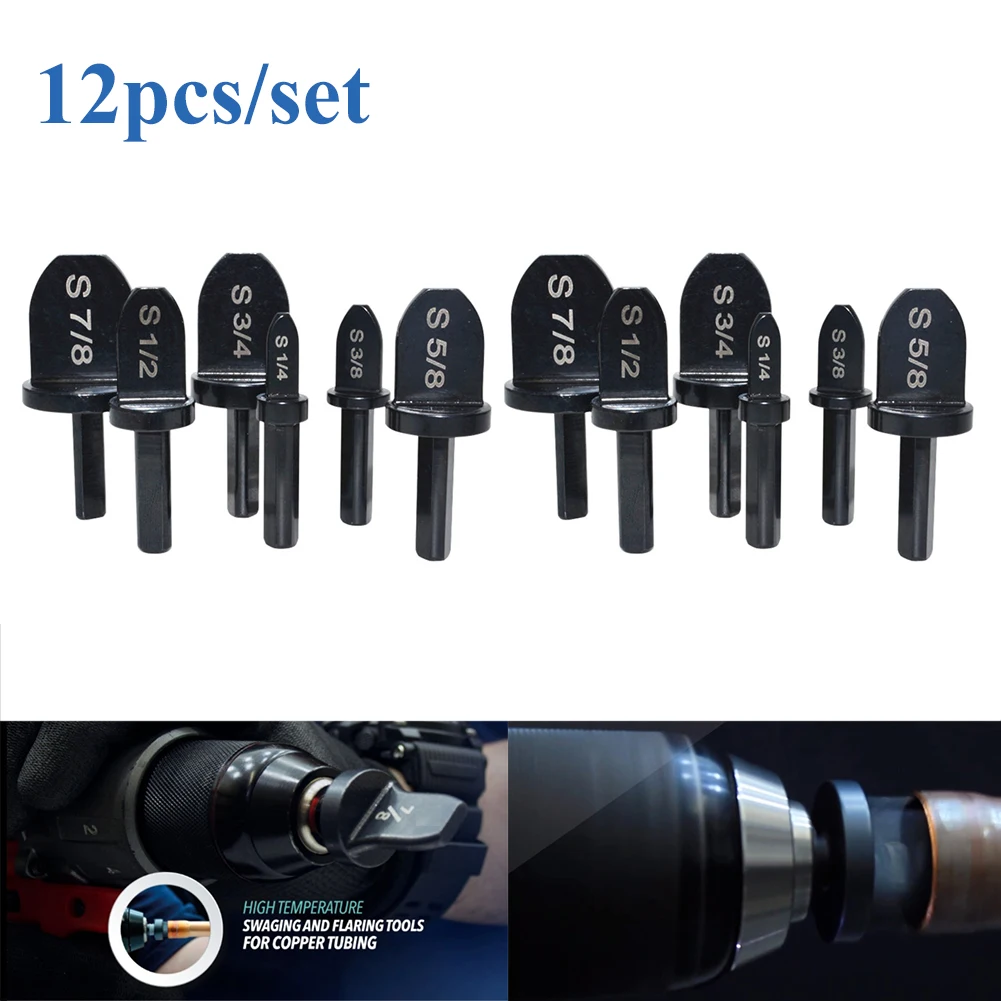 

12pc Reamer Swaging Tool Drill Bit Set With 1/4 3/8 1/2 5/8 3/4 7/8 Bits