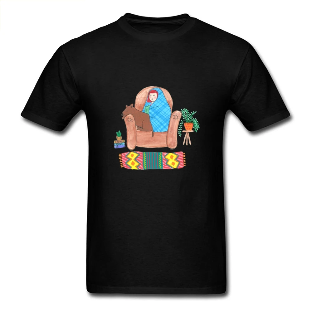 

Wholesale Men's Top T-shirts Girl Chillin With Her Dog Tops T Shirt Casual Clothing Shirt Round Collar Short Sleeve Pure Cotton