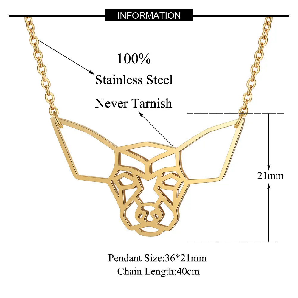 Fnixtar Never Tarnish Stainless Steel Chihuahua Dog Pendant Charms Necklace for Women Fashion Animal Jewelry Best Gift | Украшения и