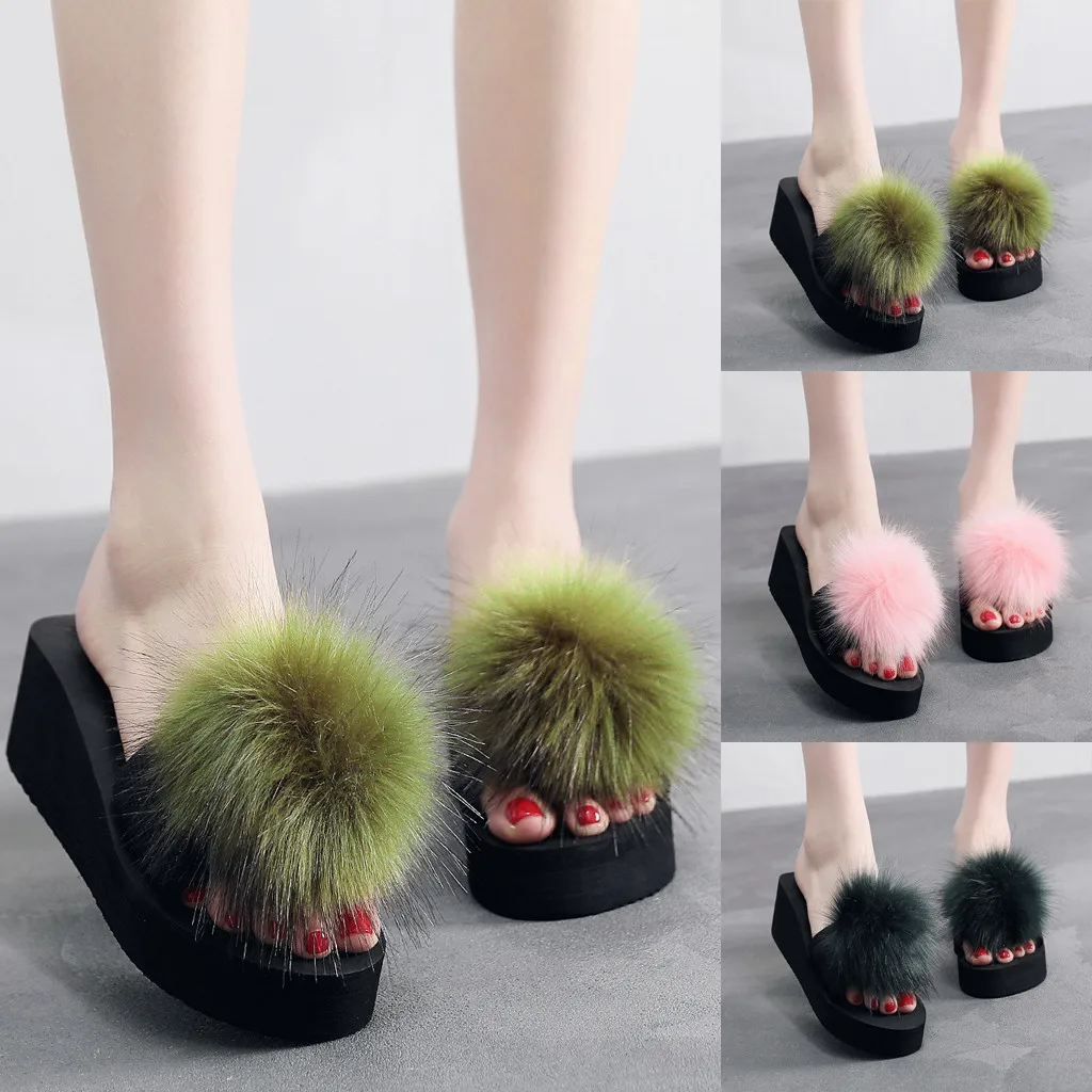 Тапочки Женские туфли на танкетке Зимние домашние Нескользящие Домашняя обувь