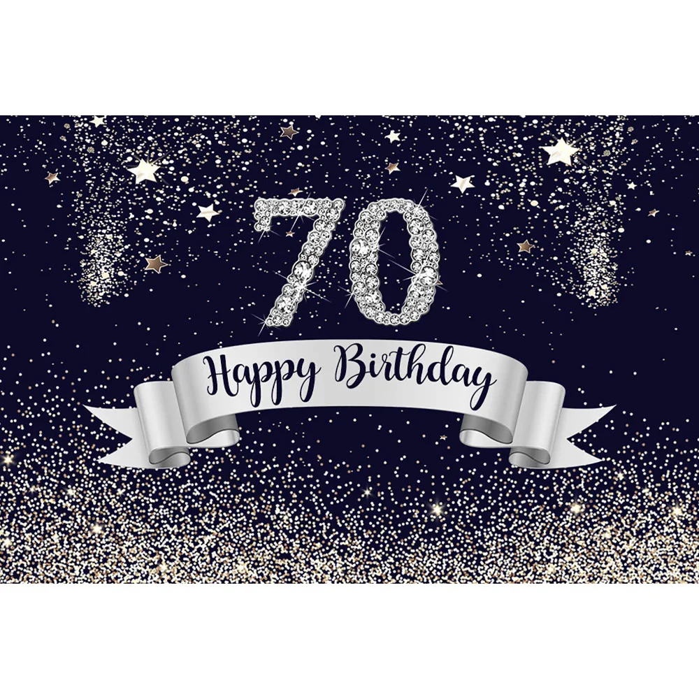 Темно синий фон для фотосъемки на день рождения 70 го дня с серебряными блестящими