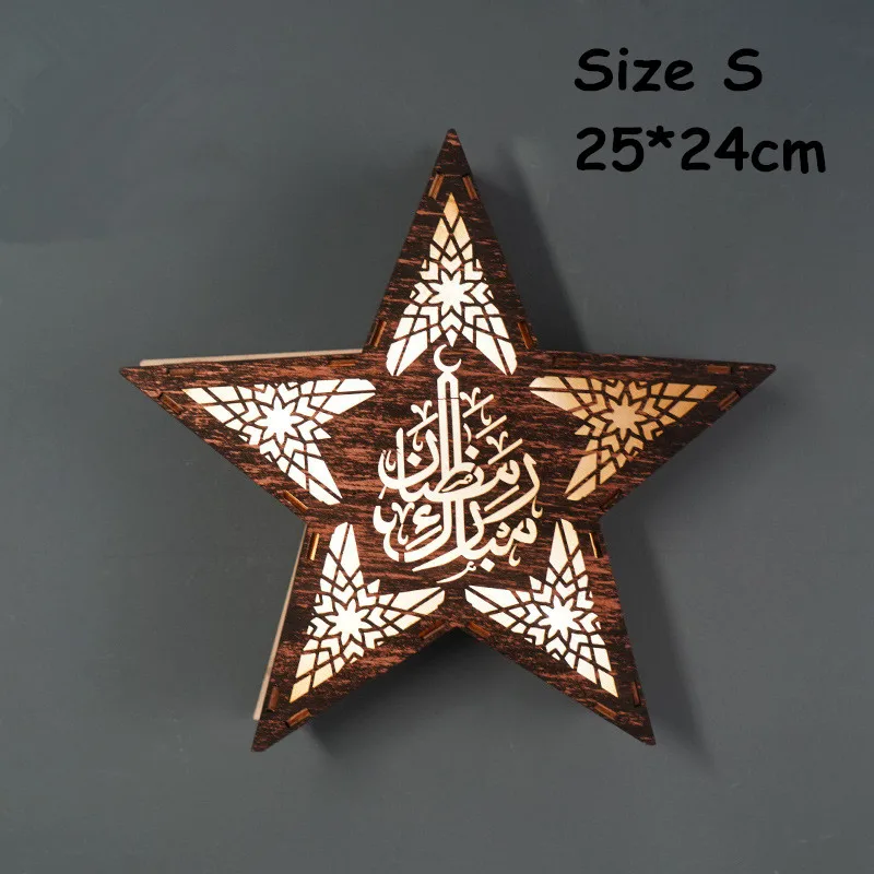 

L M S Size EID Mubarak Five-pointed Star LED Night Light Wall Hanging EID Party Supplies Ramadan Decor Muslim Islam Party Decor