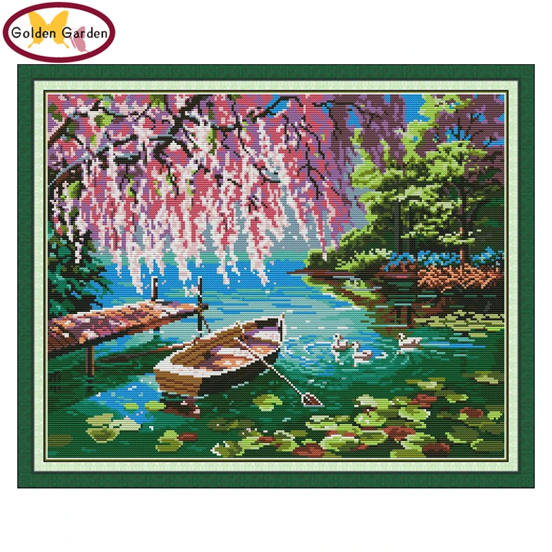 GG осень в ручье вышивка крестиком набор для рукоделия радость воскресенье принт