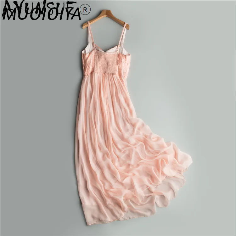 

Платье женское длинное из натурального шелка, без бретелек, в Корейском стиле