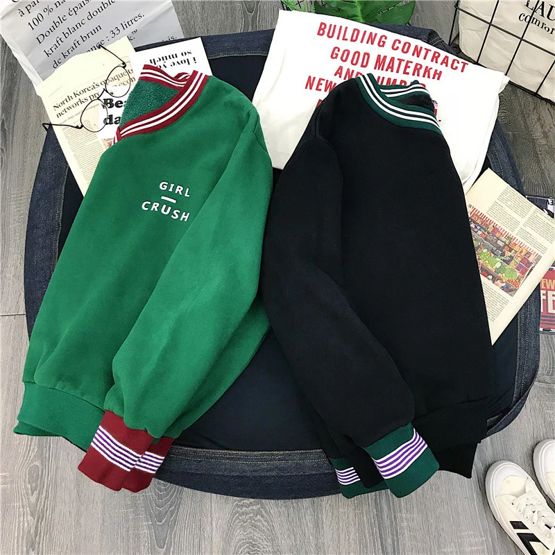 Свитшот женский в Корейском стиле модный Свободный худи Харадзюку BF с длинным