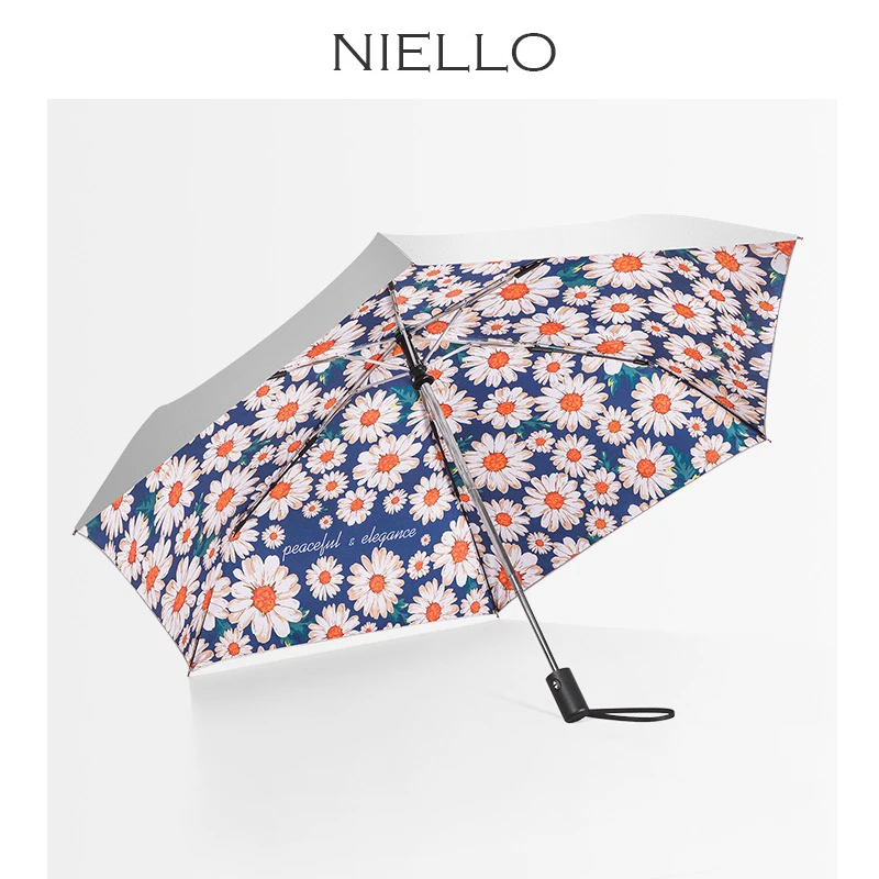 

Big Automatic Folding Umbrella Women Kids Umbrella for Girl Titanium Silver Parasol Coating Uv Windproof 6 Ribs Umbrellas Sy076