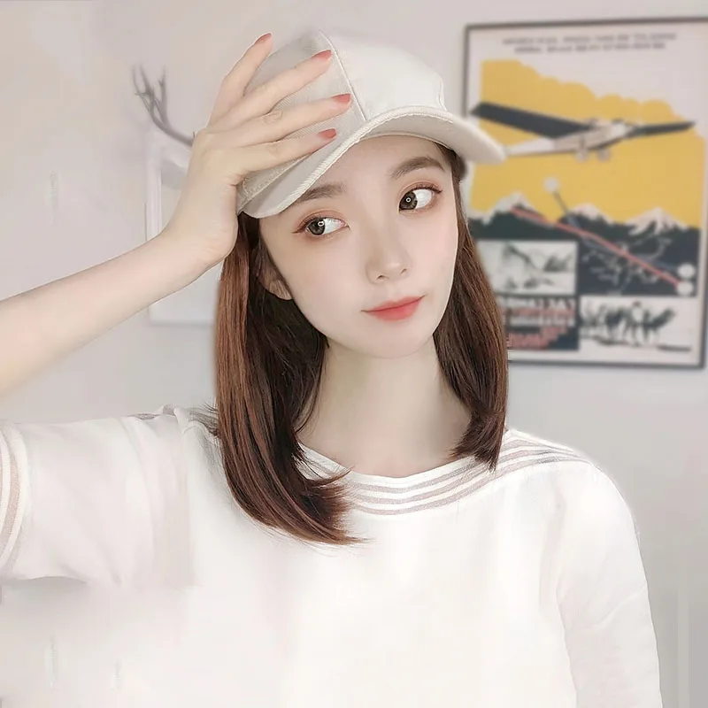 

Baseball Cap Hair Wig Natural Black Cap Hair Extensions Natural Corn Whisker wig Wave Wigs Hat Wig Adjustable
