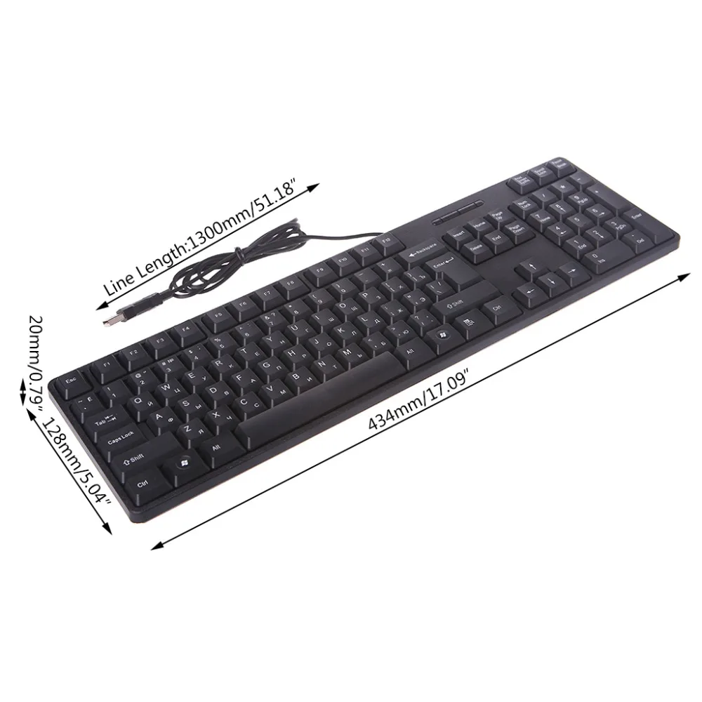 Ergonomic Silent Keyboard USB Russian French Spanish Arabic / English Waterproof Office Keyboard for Windows Computer