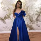 Королевские синие атласные вечерние платья для выпускного вечера, vestido de noiva sereia robe de soiree vestido novia playa, официальные плиссированные карманы