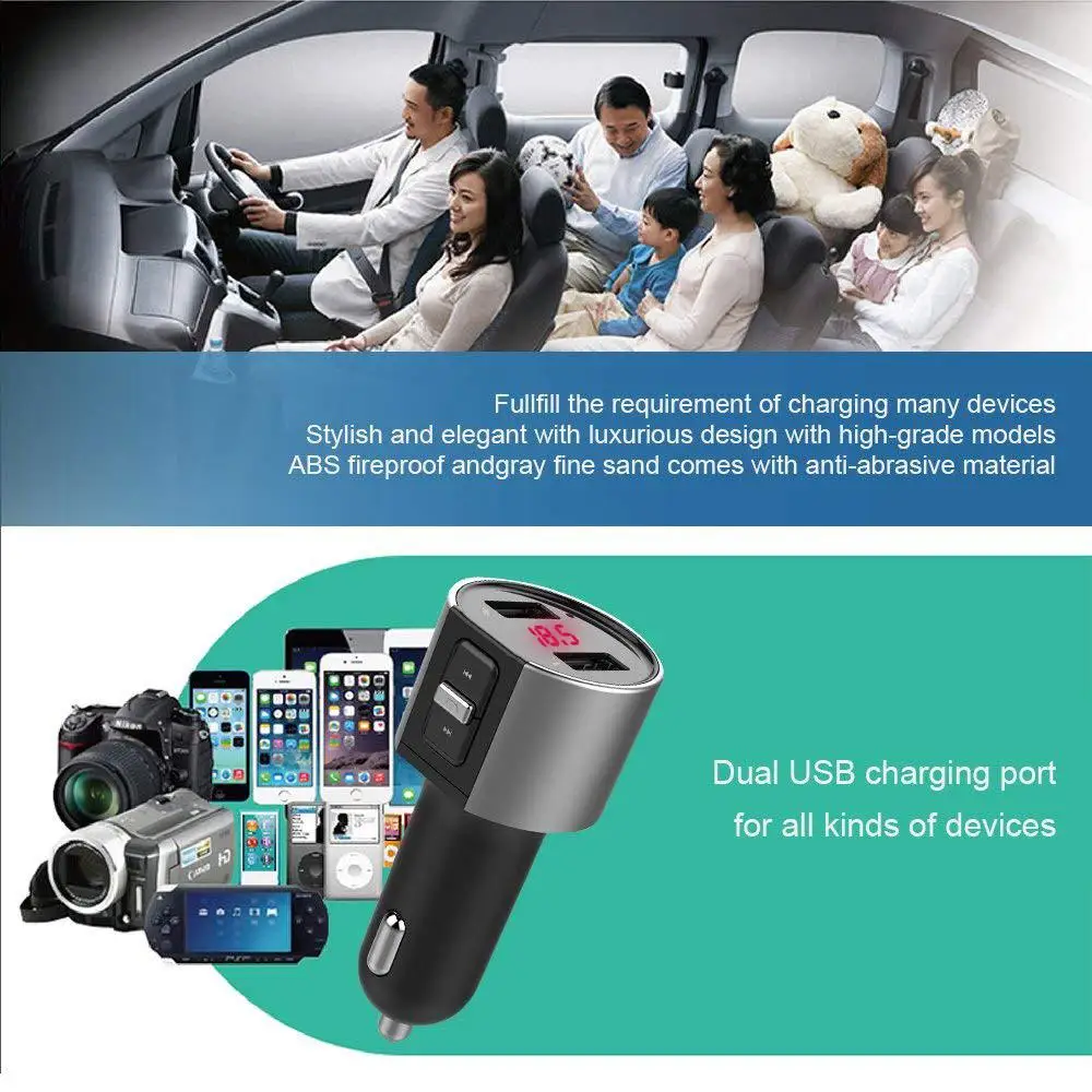 Bluetooth автомобильный комплект FM трансмиттер радио адаптер зарядное устройство USB