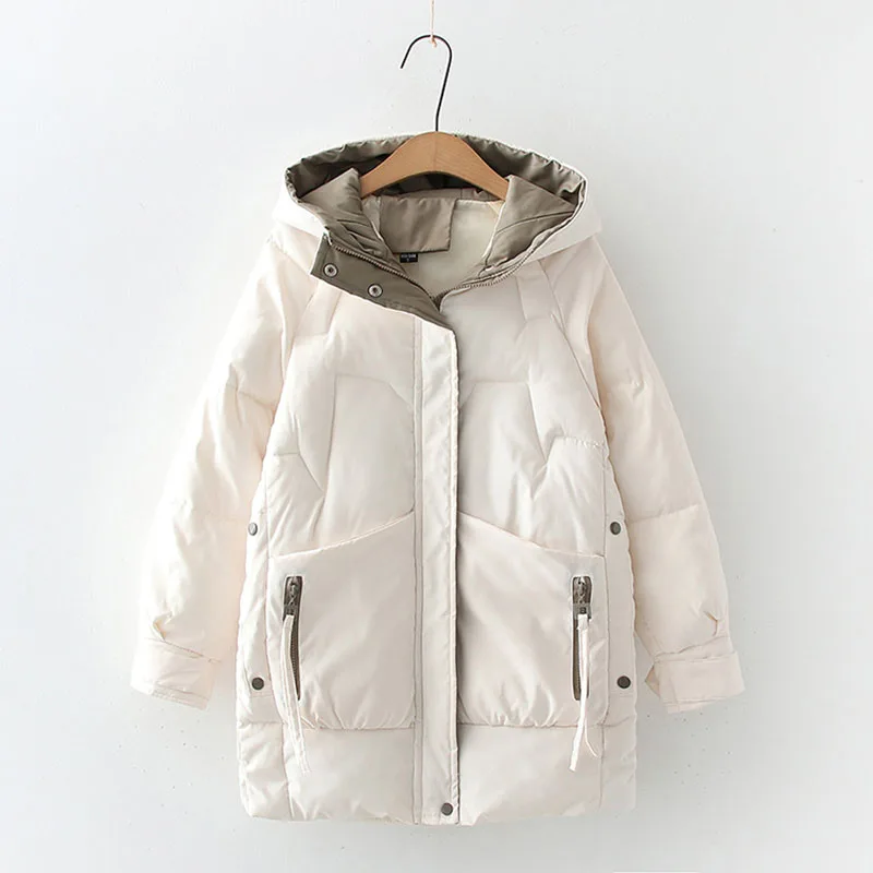 

2021 Women Winter Thick Hooded Down Jacket Cotton Long Warm Padded Parka For Women Plus Size 2XL Winter Coat
