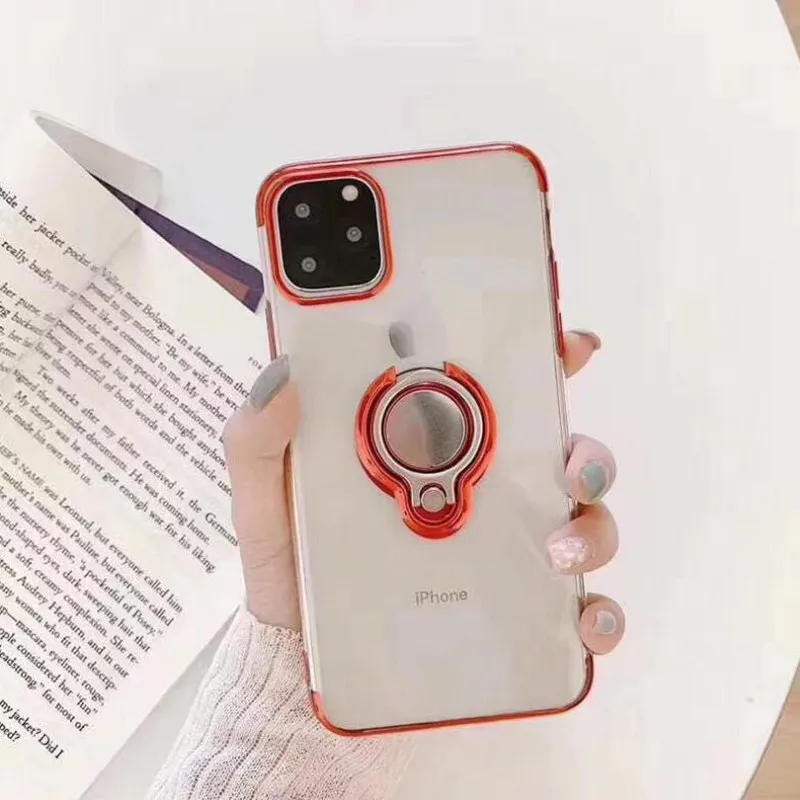 Чехол для iphone 11 Pro XS MAX XR iphone X 10 магнитный держатель прозрачный мягкий кремний чехол для iphone 6s 6 s 7 8 plus чехол для телефона - Цвет: red