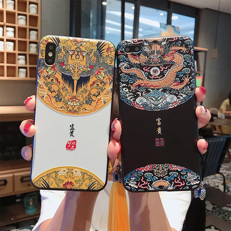 Рельефный чехол в китайском стиле Дзен для iphone 11 pro max xs xr x 6 6s 7 8 plus богатство Wishful
