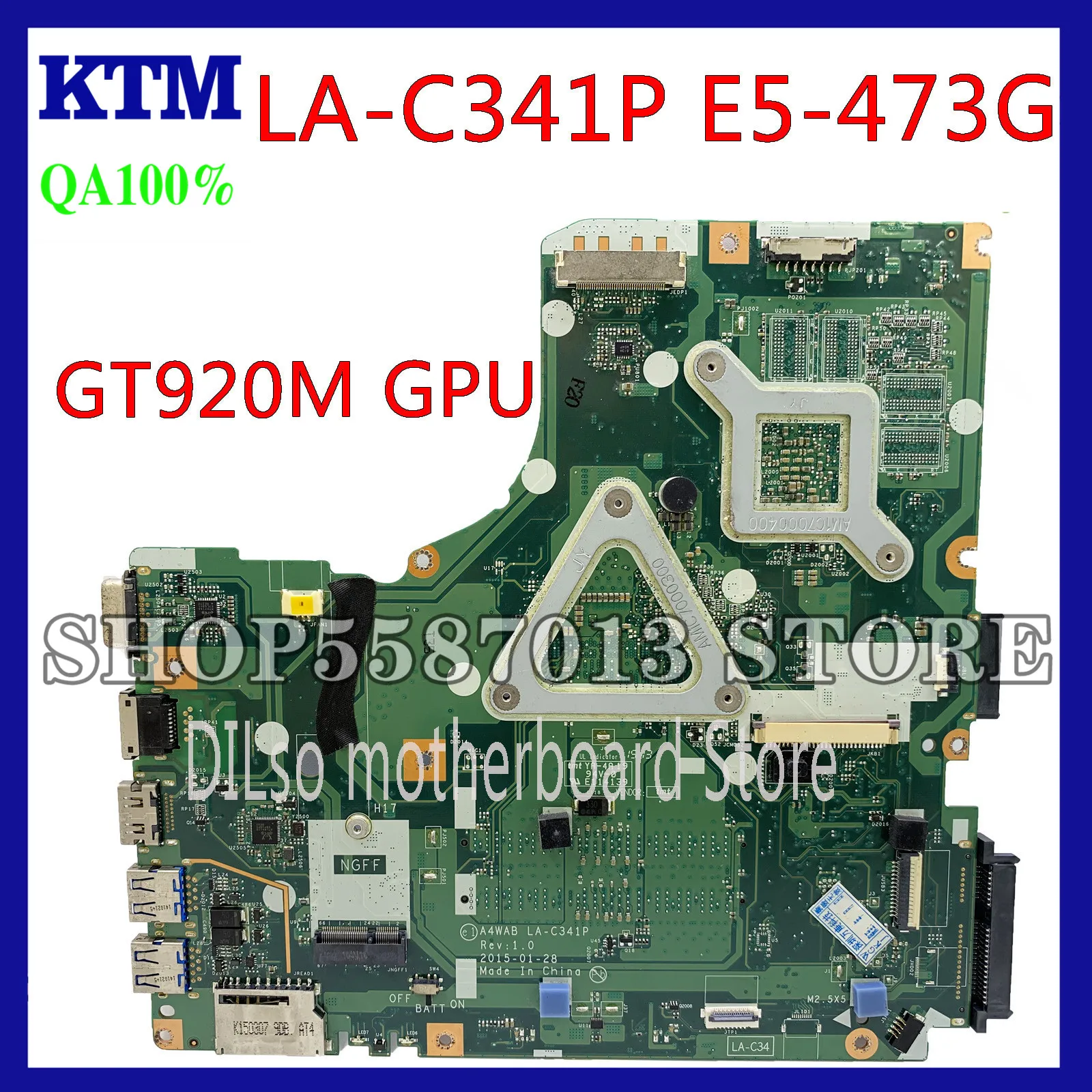 

KEFU A4WAB LA-C341P Mainboard For Acer Aspire E5-473 E5-473G Motherboard I5-5200U GT920M -2GB Test work 100% original
