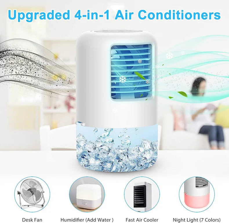 LED displays annular household mini-cooling fan, air-cooled  indoor/outdoor, portable humidifying air conditioning