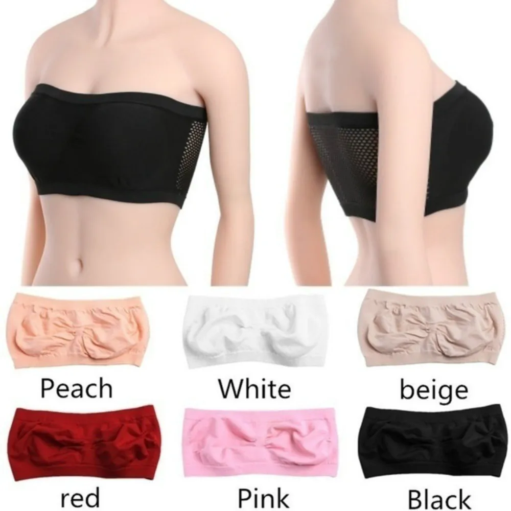 

2021 New Fashion Women Strapless Bra Push Up Bandeau Padded Tube Top Invisible Seamless Breathable Bra Underwear Sexy Lingerie