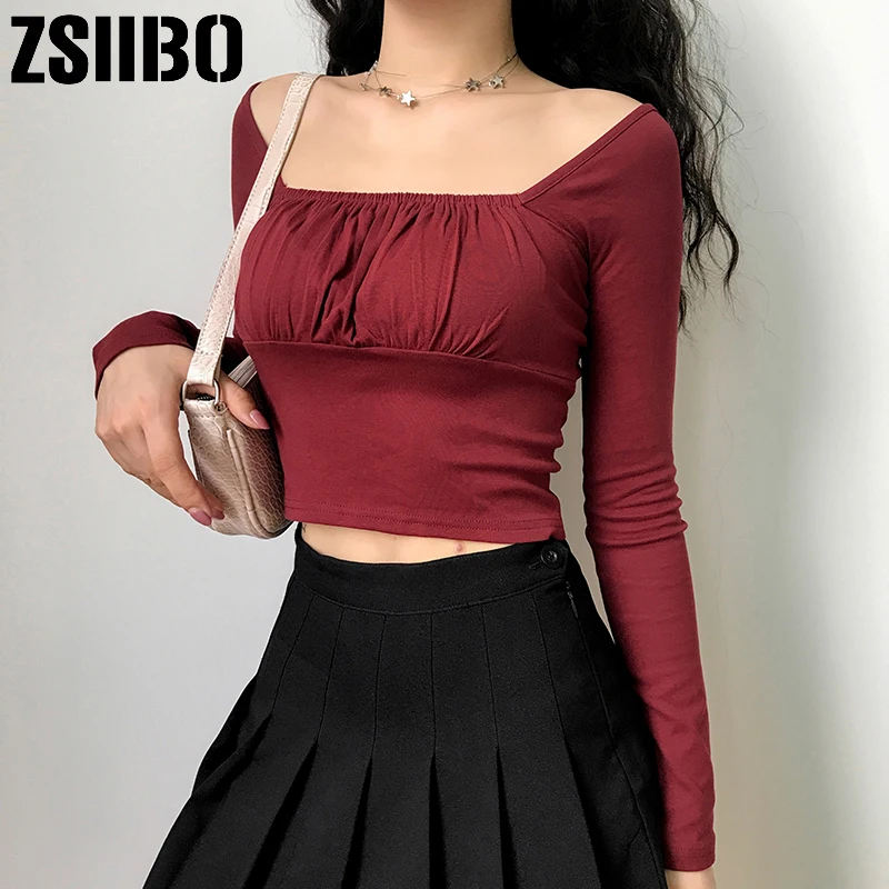 Женская модная Сексуальная футболка с вырезом лодочкой осенняя Новая Элегантная