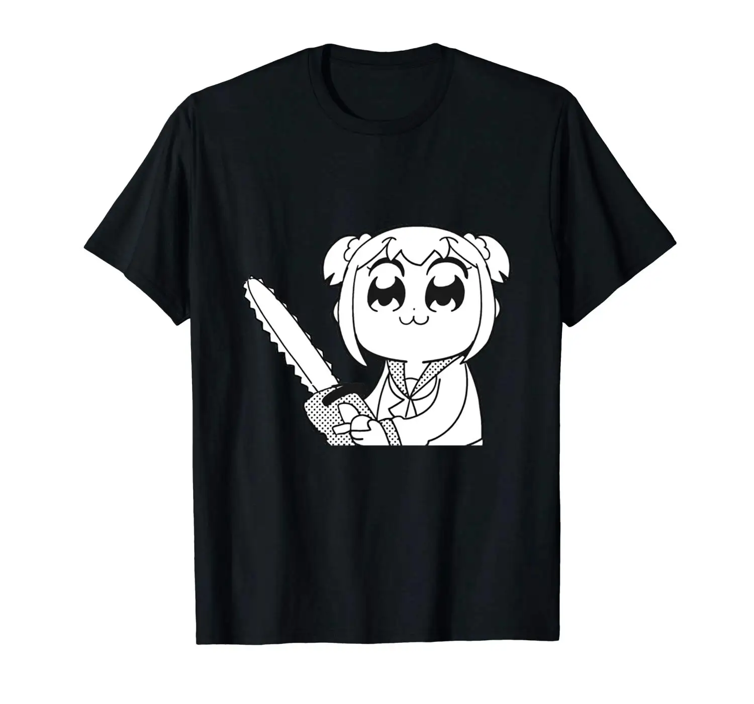 Футболка с надписью &quotPop Team Epic&quot Popuko Holding цепную пилу 100% хлопок Рубашка короткими