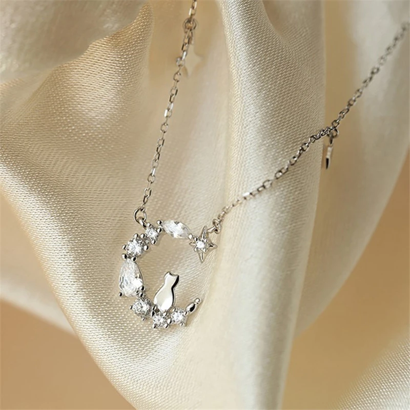 Женская цепочка с подвеской YIZIZAI серебряное ожерелье кубической луной звездой