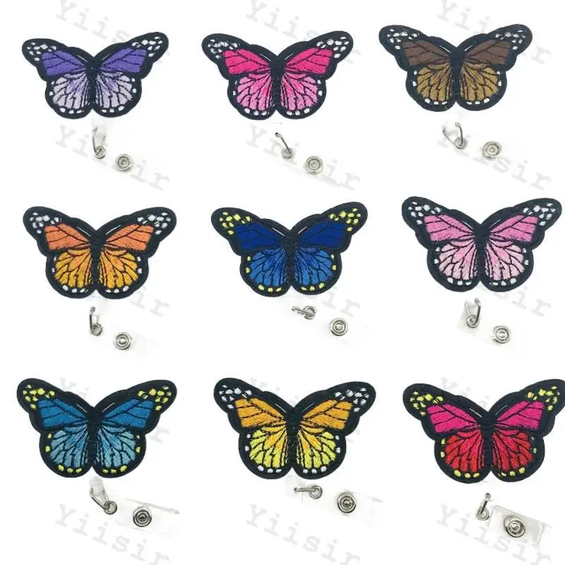 50 Pcs/lot New Nurse Retractable Nurse Badge Holder Student Butterfly ID Card Holder Clip with Transparent Card Case Nurse YS03