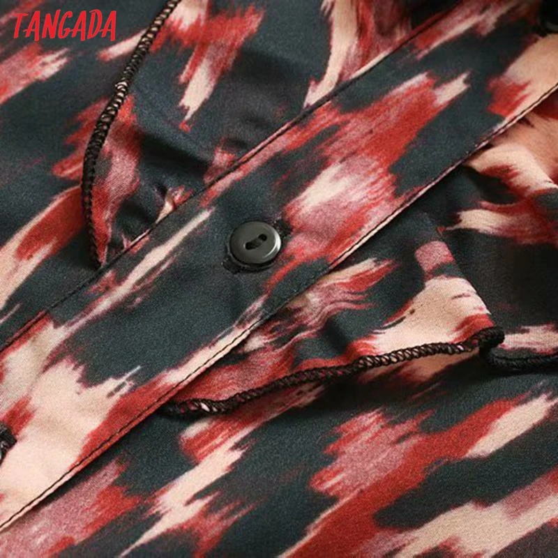 Tangada женское элегантное платье с леопардовым принтом, длинный рукав,, корейская мода, с рюшами, для офиса, для девушек, миди платья, vestidos 5Z49
