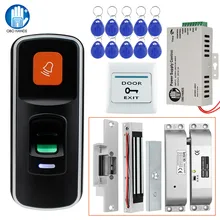 RFID Access Control System Fingerprint Door Lock Controller Keypad Electronic Magnetic Strike DC12V with 125KHz Keyfobs Full Kit