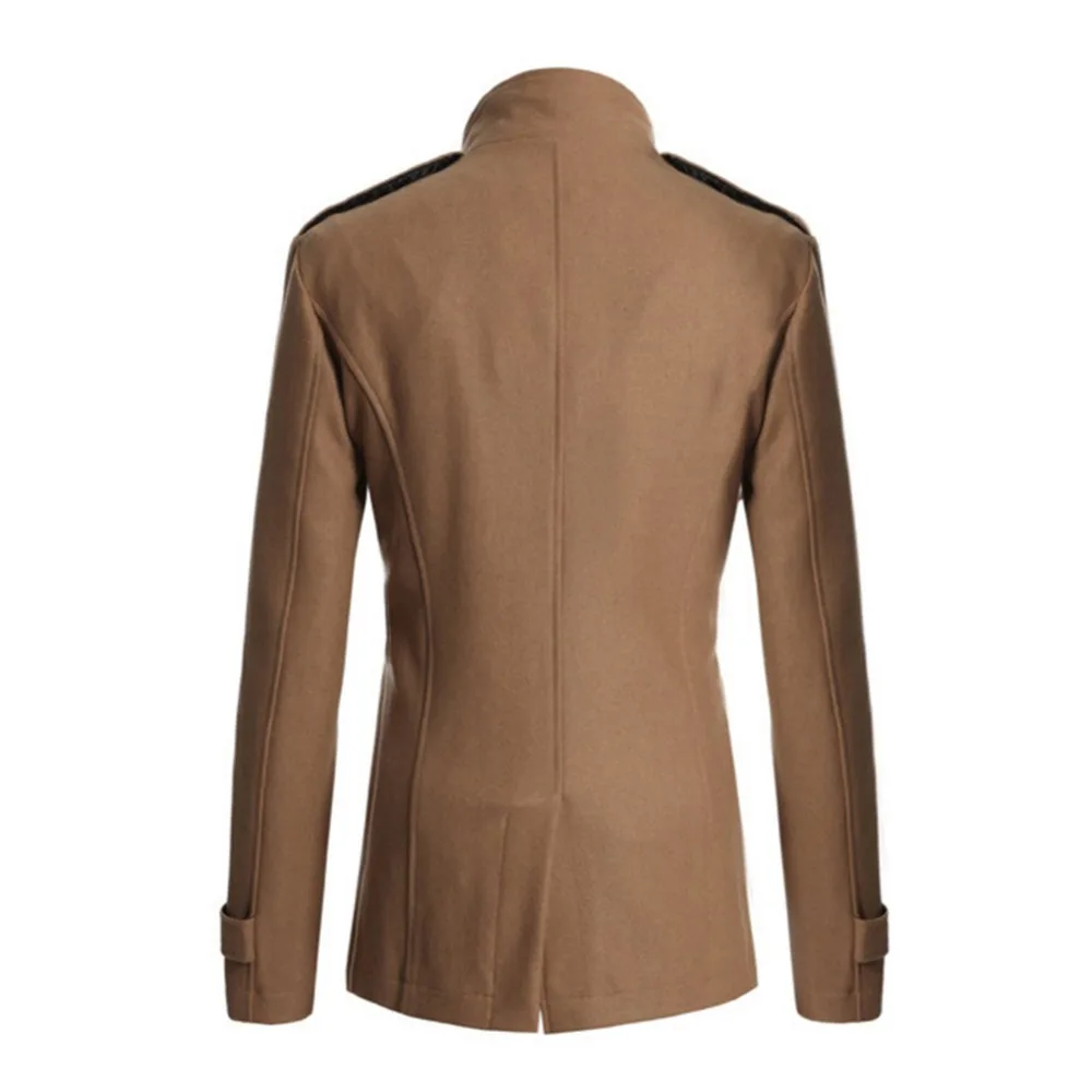 

2019 New Men's Autumn and Winter Warm Windbreaker Slim Casual Jacket Personality Solid Color Collar Double-breasted Parker Coat