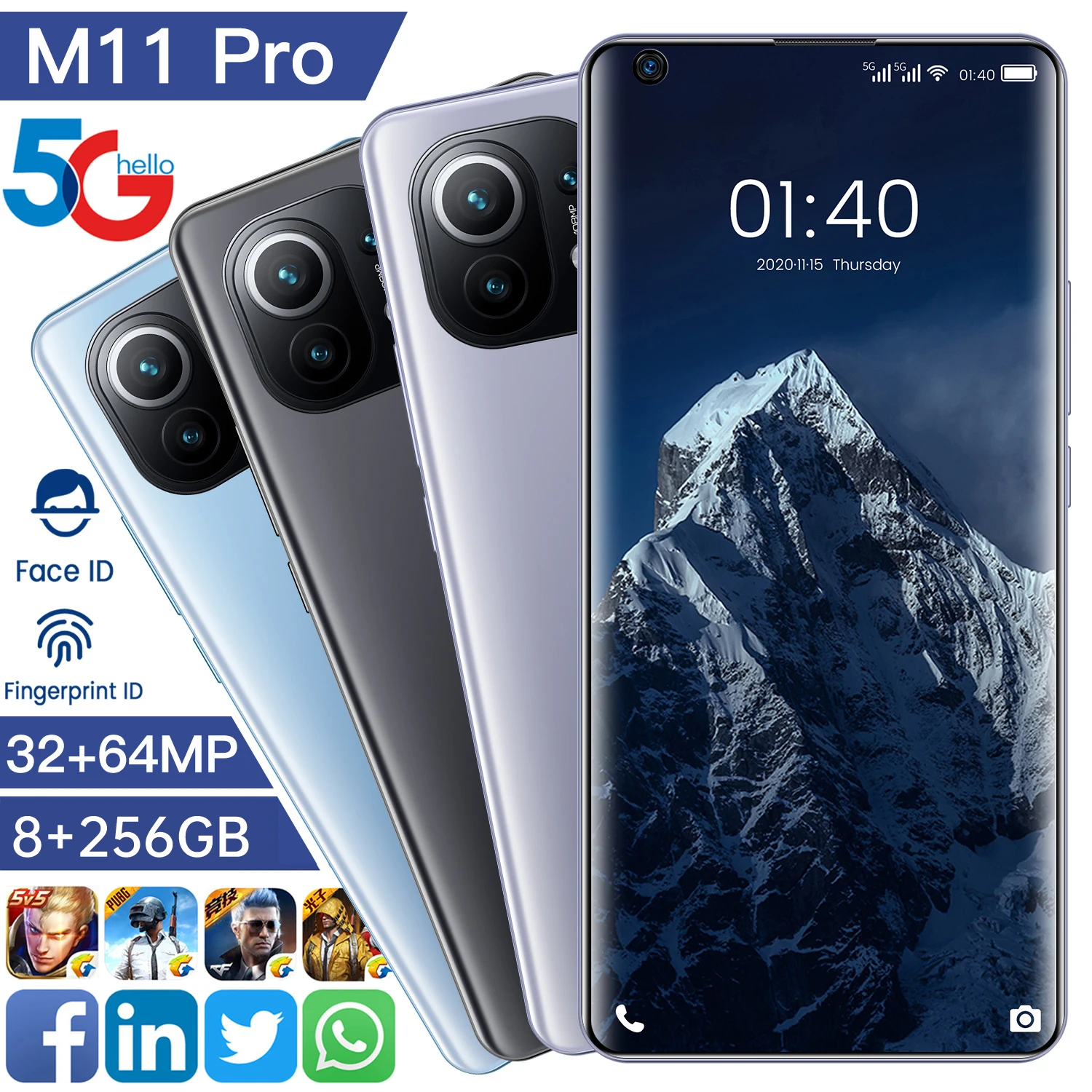 

2021 Global Version M11 Pro 7.2 Inch 6800mAh Face Unlock Mobile Phone 8+256GB 32+64MP Andriod 11 Dual SIM Smart Phone MTK6889+