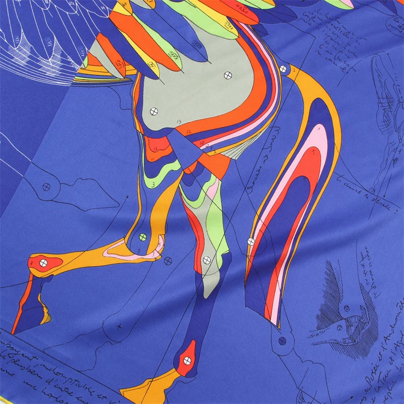 Шёлковый шарф с принтом Пегаса 90 см в средневековом стиле | Шелковые шарфы