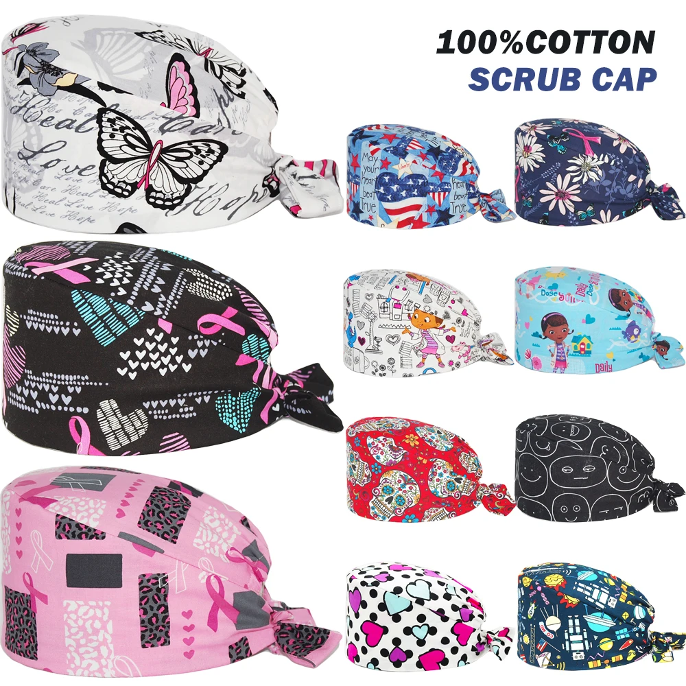 Шапка с аниме принтом для медсестер регулируемая шапка салона красоты